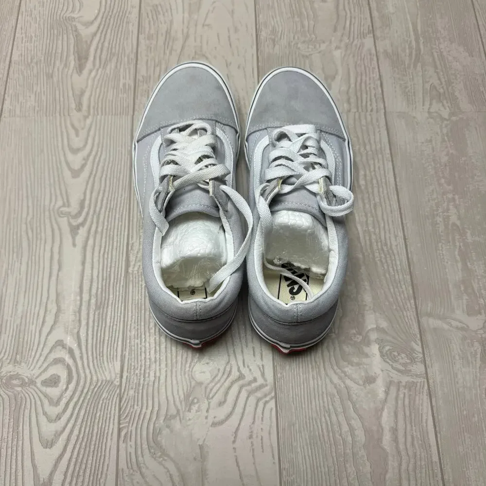 Vans Old Skool Gray White Suede Canvas Sneakers Men 8 Women 9.5 Skate Shoes
